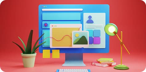 UI/UX design mockups on a screen