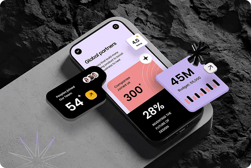 Detailed view of a mobile application UI